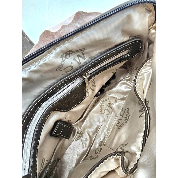 Vtg M.C. Metallic Croc Embossed Faux Leather Crossbody Bag Ornate Silver Tassel - Picture 11 of 15